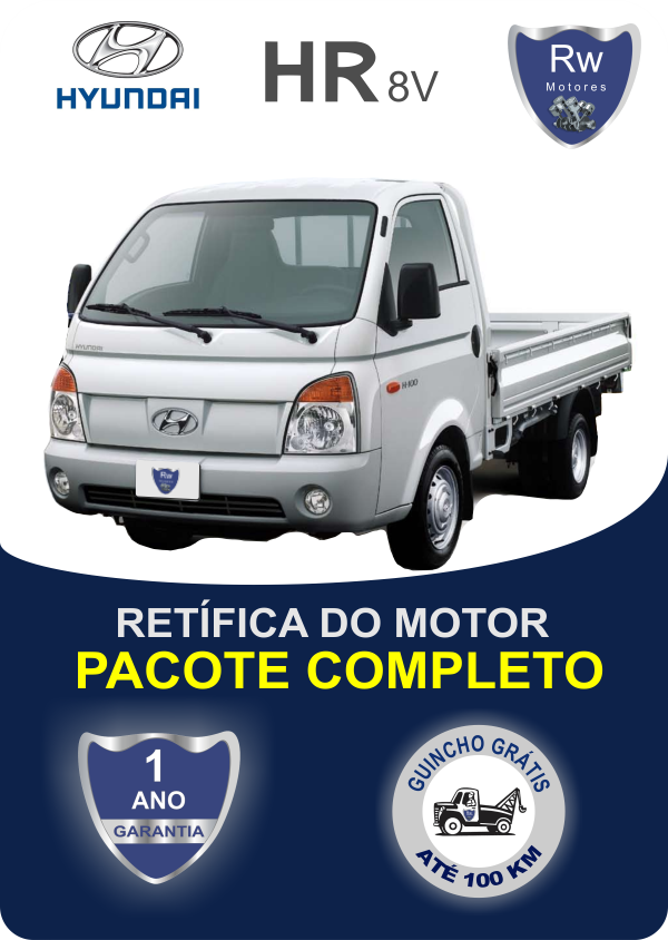 Retífica de Motor Hyundai HR 2.5 8 válvulas Pacote Completo Rw Motores
